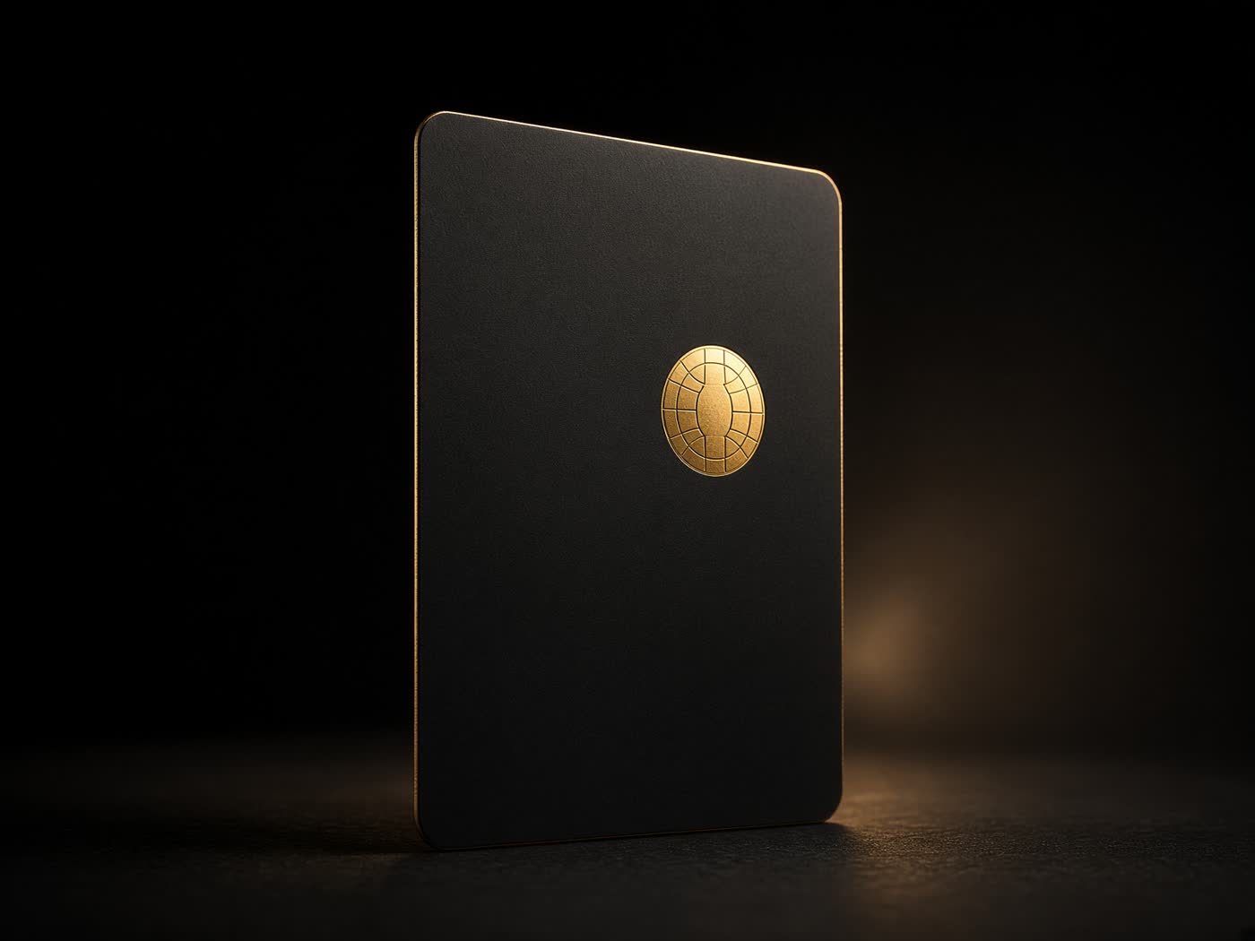 Black NFC business card with gold chip